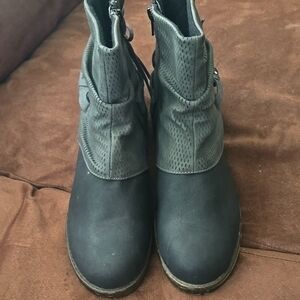 brand new BKE steam punk booties with tie and zipper back , full zipper on side